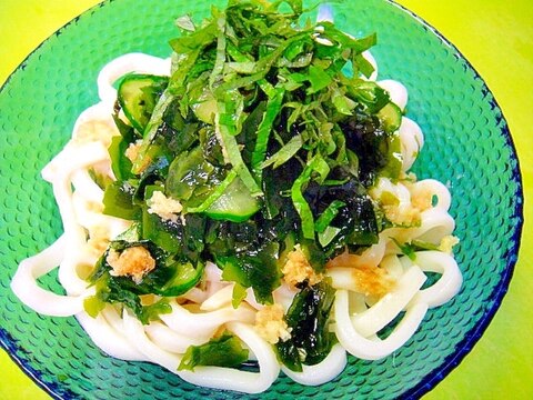 きゅうりとわかめのサッパリ生姜うどん